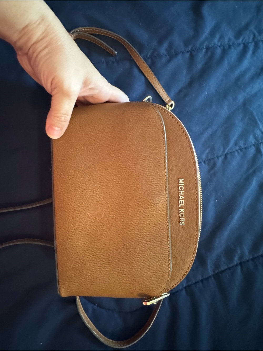 Michael Kors Cognac Brown Saffiano Leather Crossbody